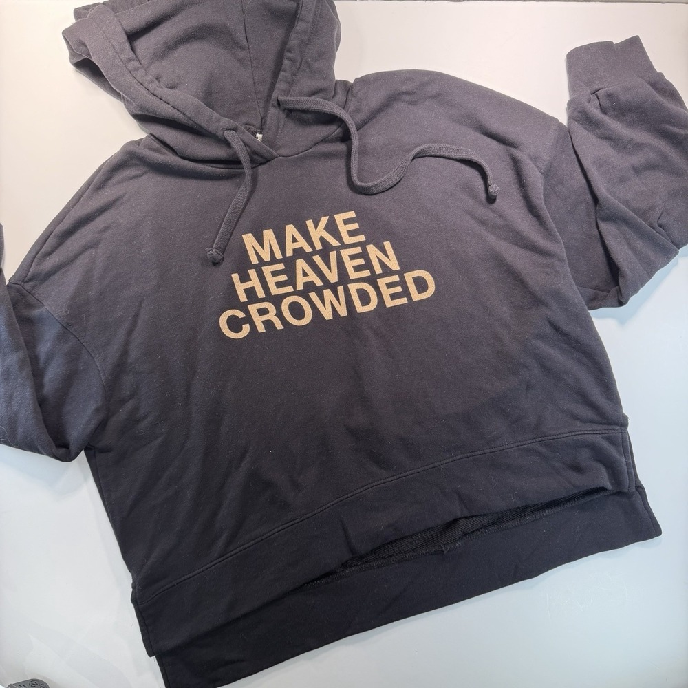 Make Heaven Crowded Sweatshirt Hoodie Cropped XL Cotton Blend‎